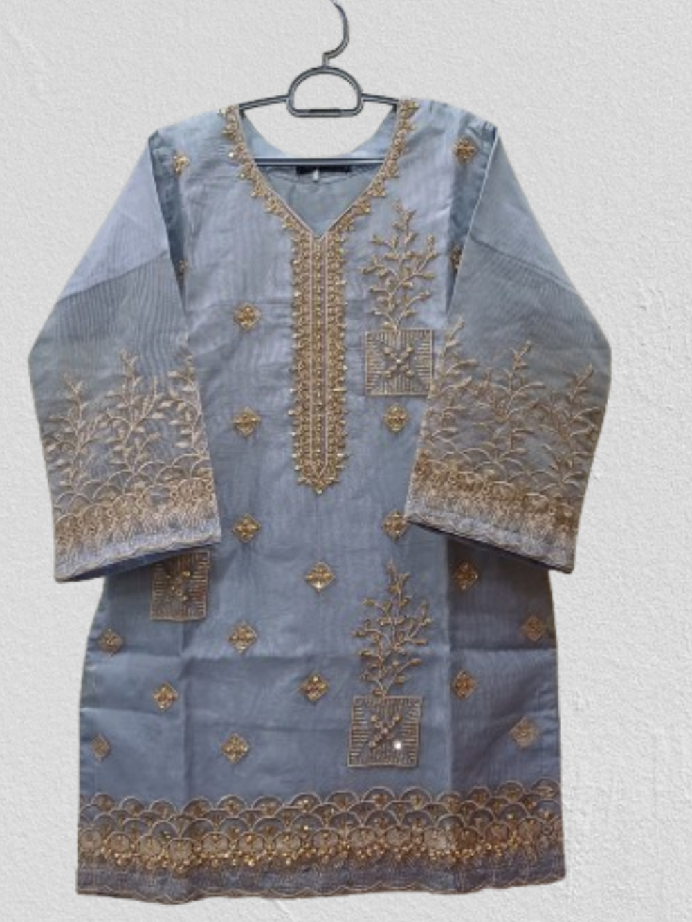 Embroidered Shirt Crush Gharara With Organza Dupatta