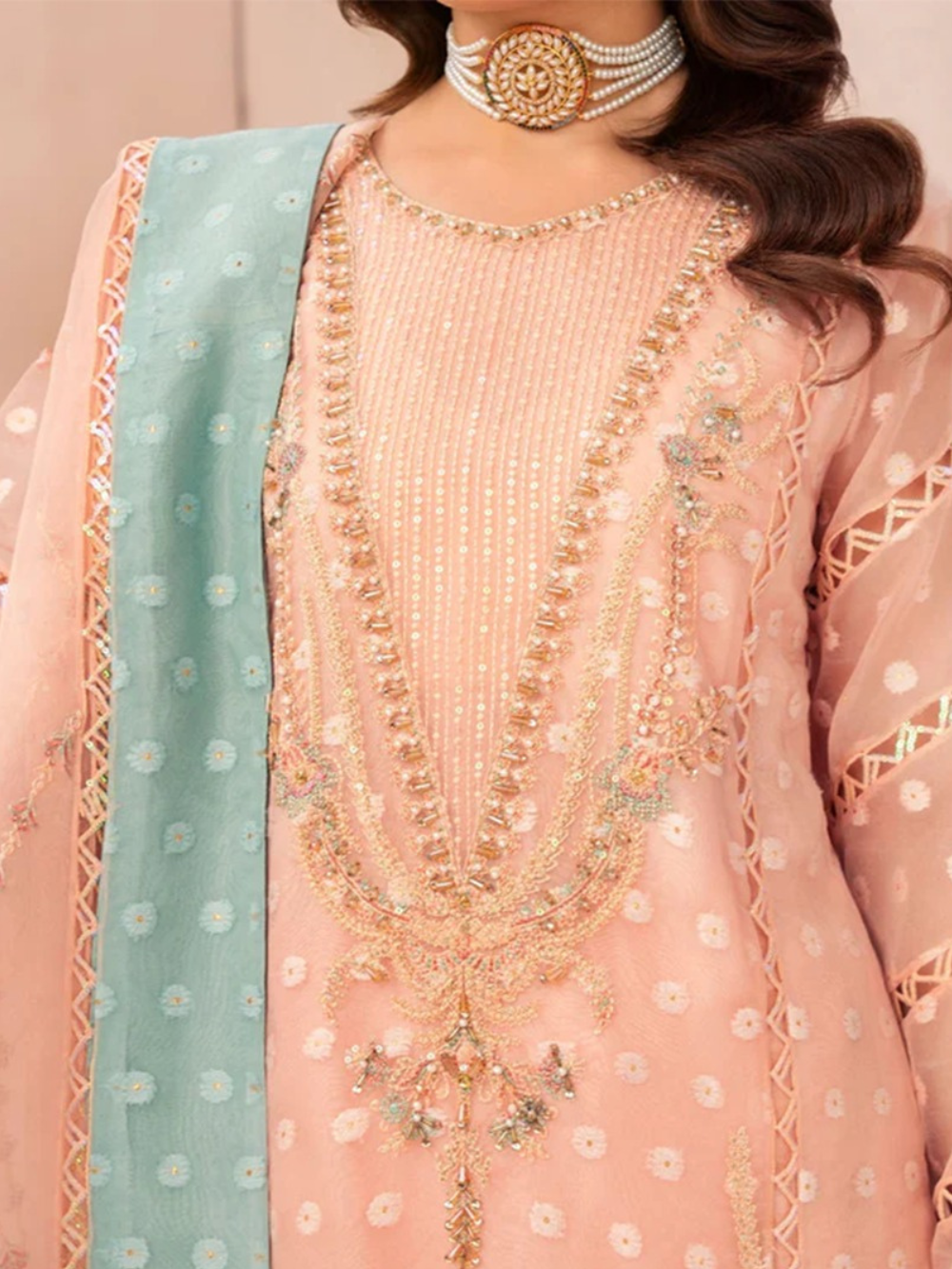 Eastern Peach Kurta Set - Pakistani Salwar Kameez