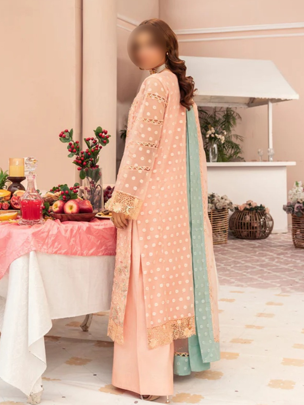 Eastern Peach Kurta Set - Pakistani Salwar Kameez