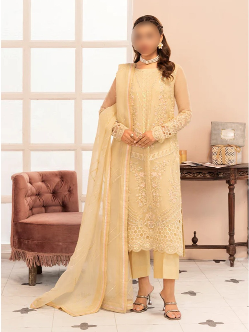 Lime Embroidered Kurta Set – Elegant Eastern Wear for Daily Use