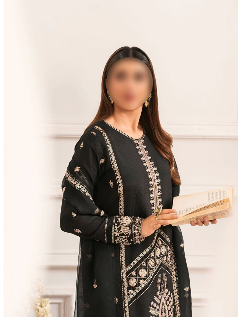 Elegant Black Rawsilk Kurta Suit – Daily Wear 3 Piece Set