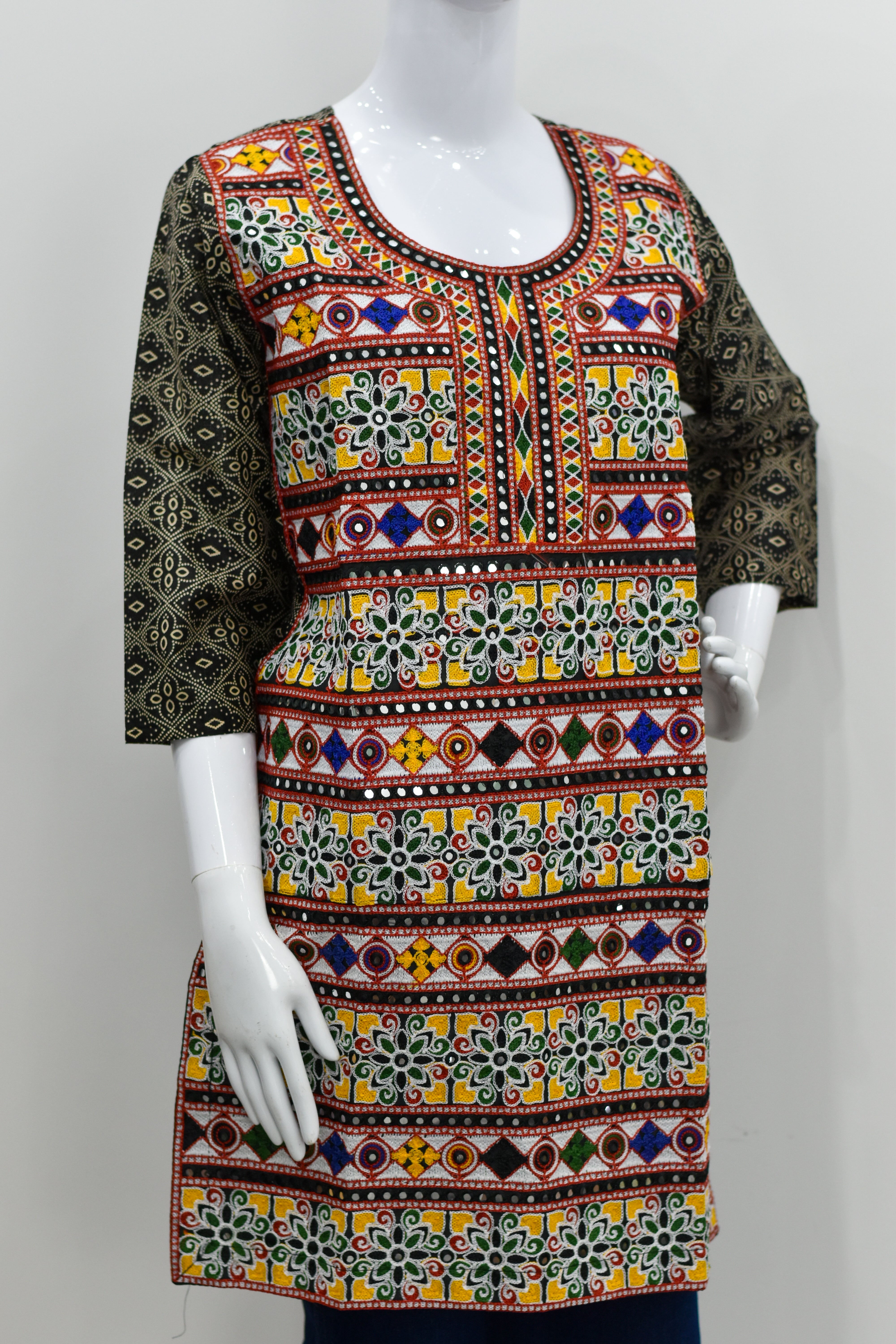 Traditional Mirror Work Kurta – Multicolor Embroidery