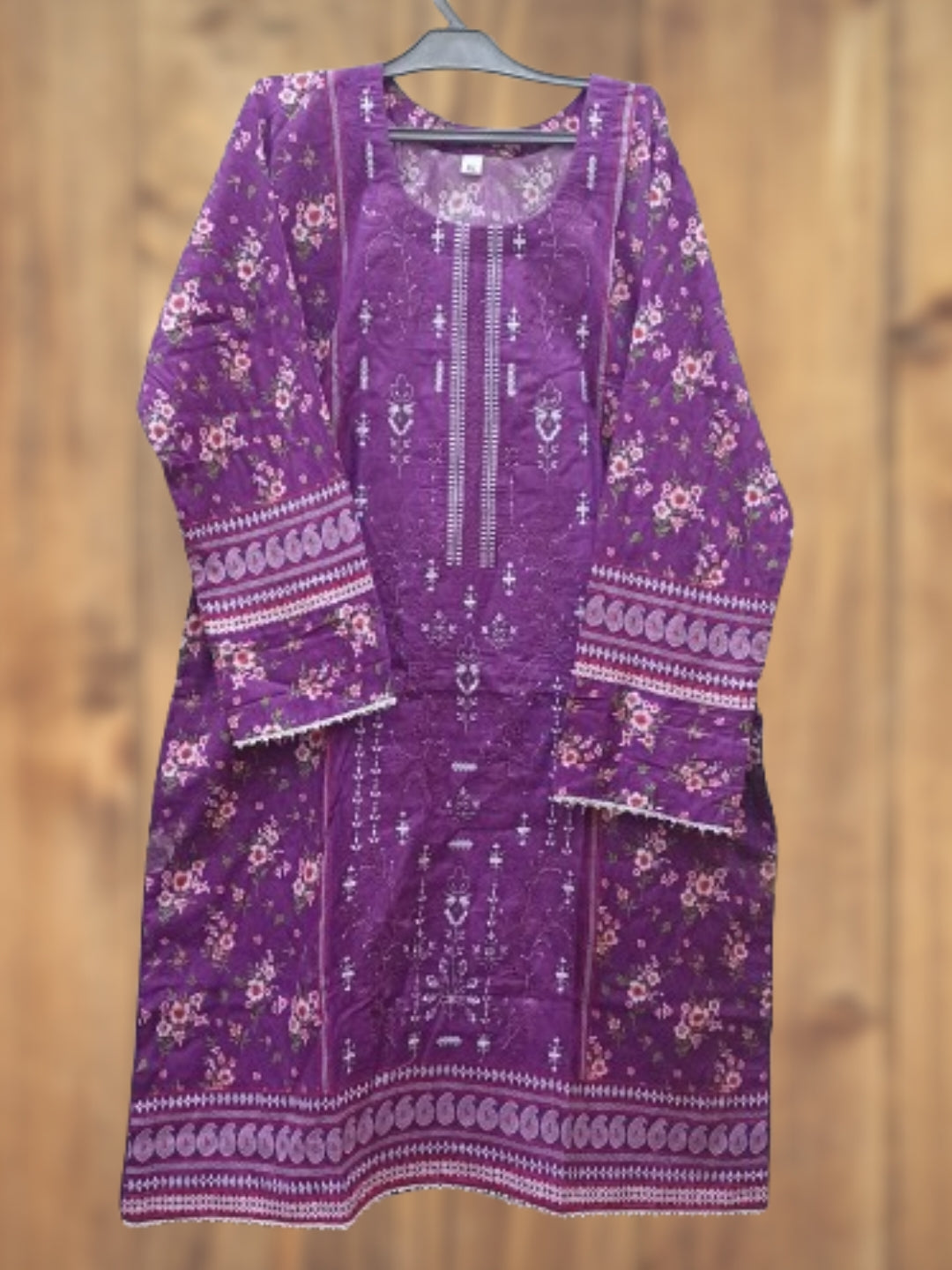 3PC Pakistani lawn outfit for summer season in purple