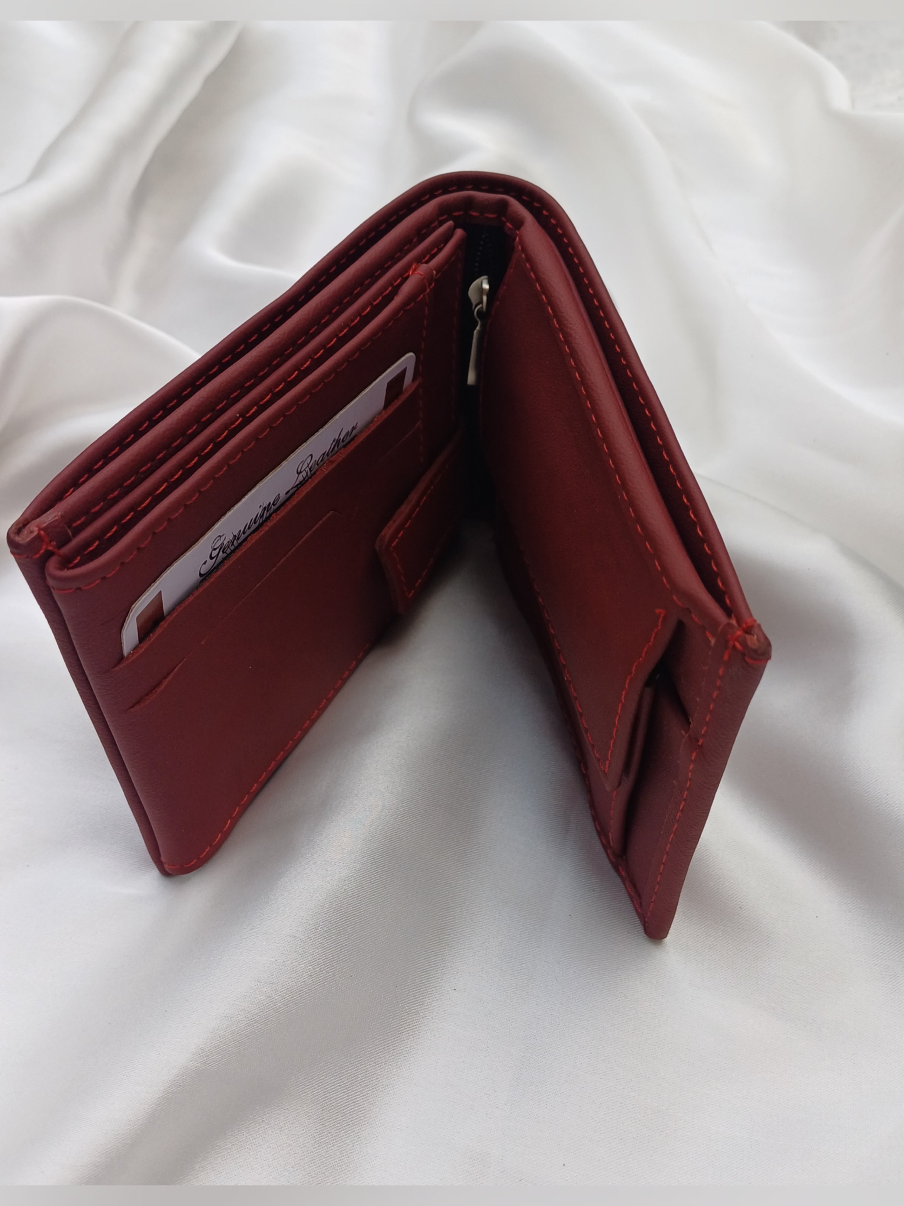 Red Leather Wallet for Men – RFID, Slim & Stylish