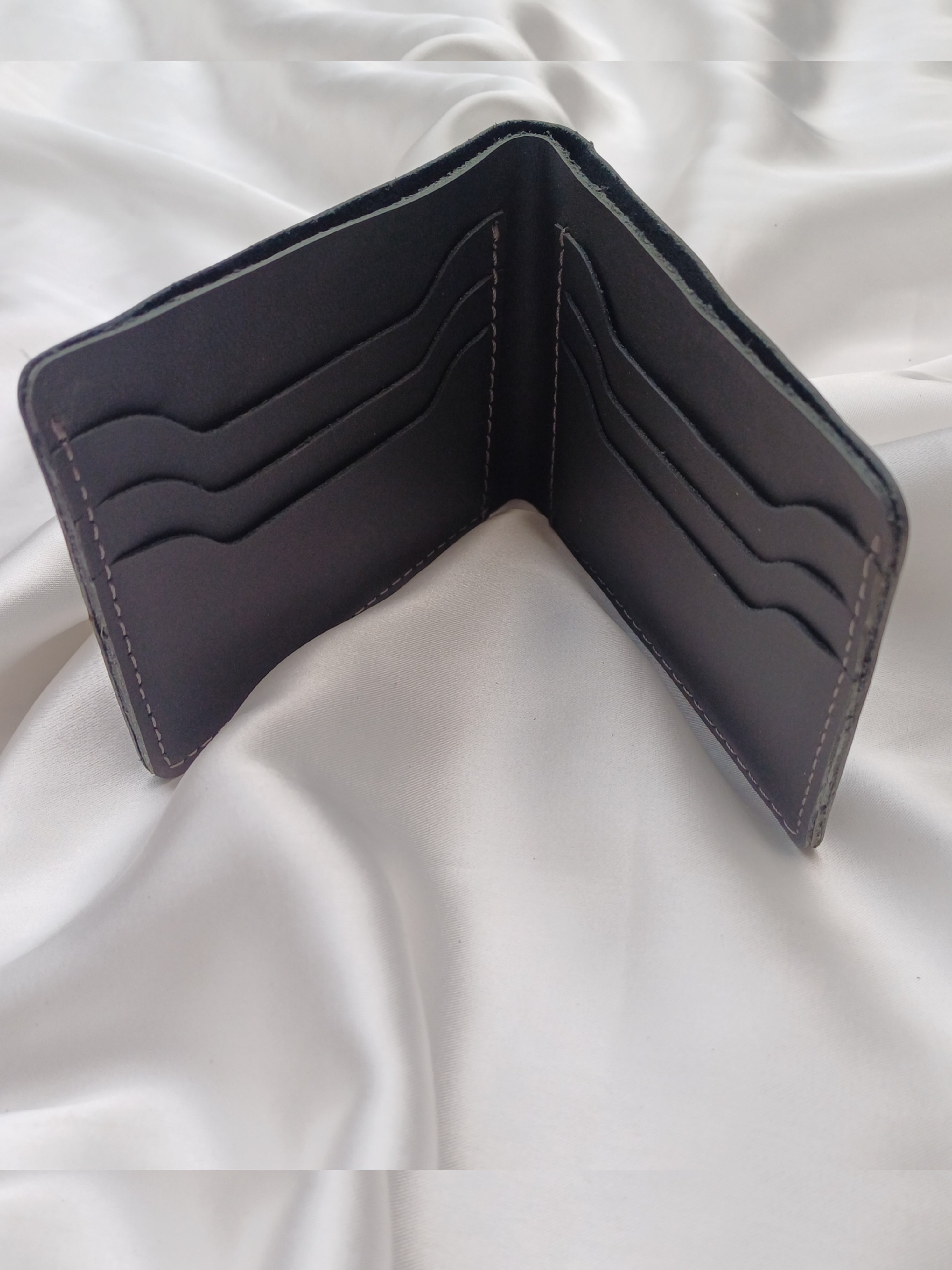 Blue Leather Wallet for Men Slim Bifold with Multiple Card Slots