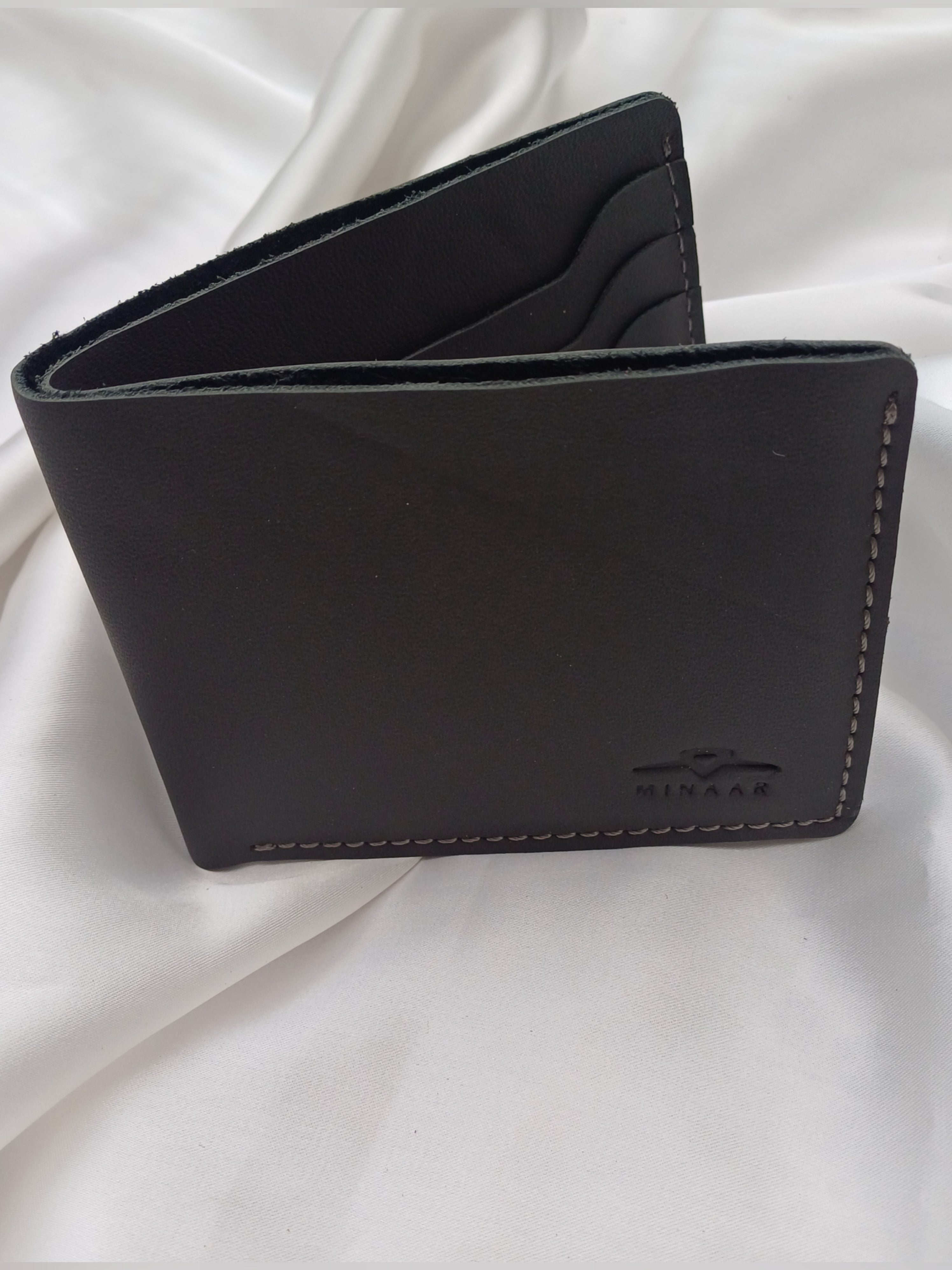 Blue Leather Wallet for Men Slim Bifold with Multiple Card Slots