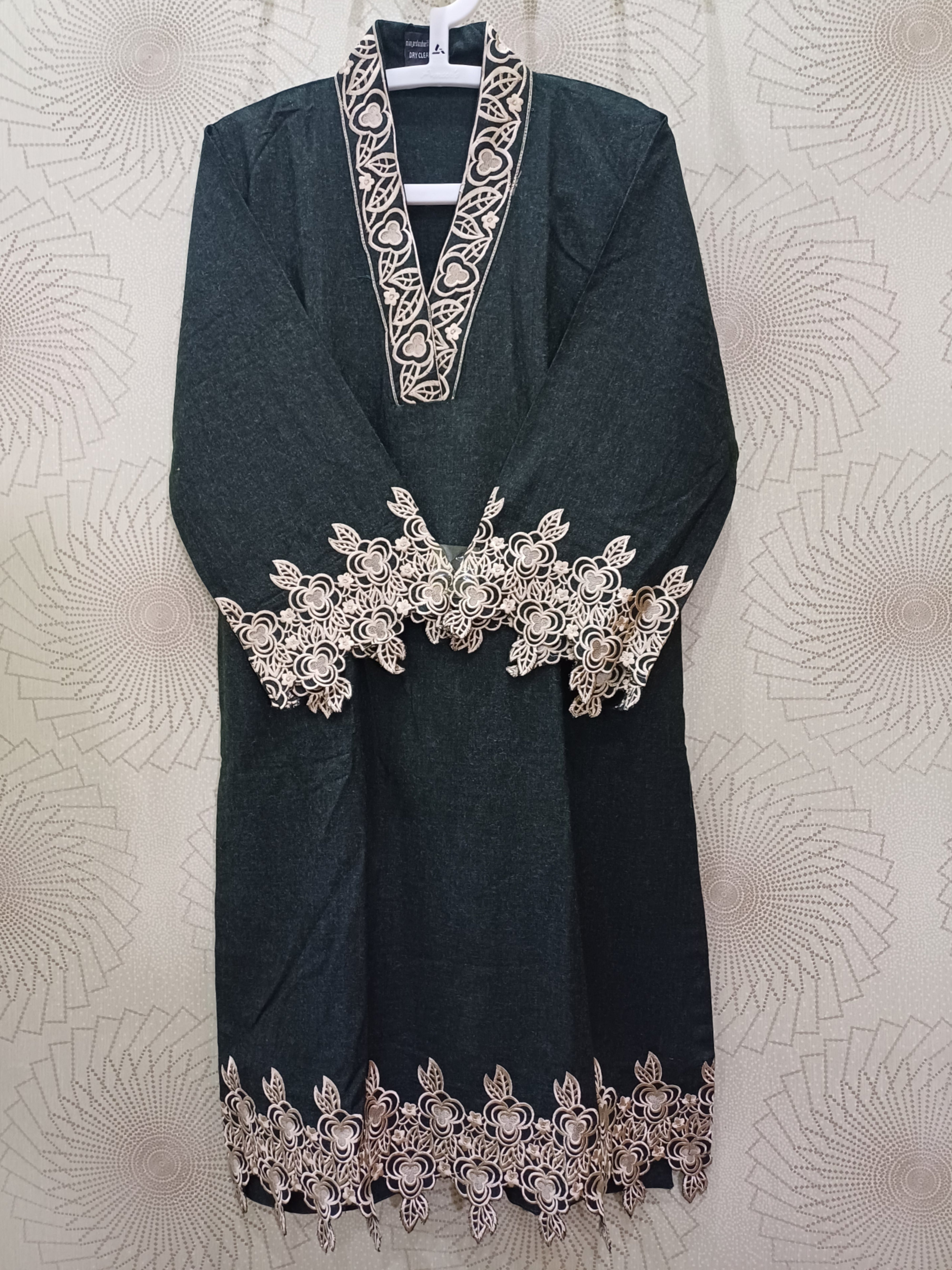 3-piece Mogiya wool embroidered Pakistani winter suit with shawl and trouser