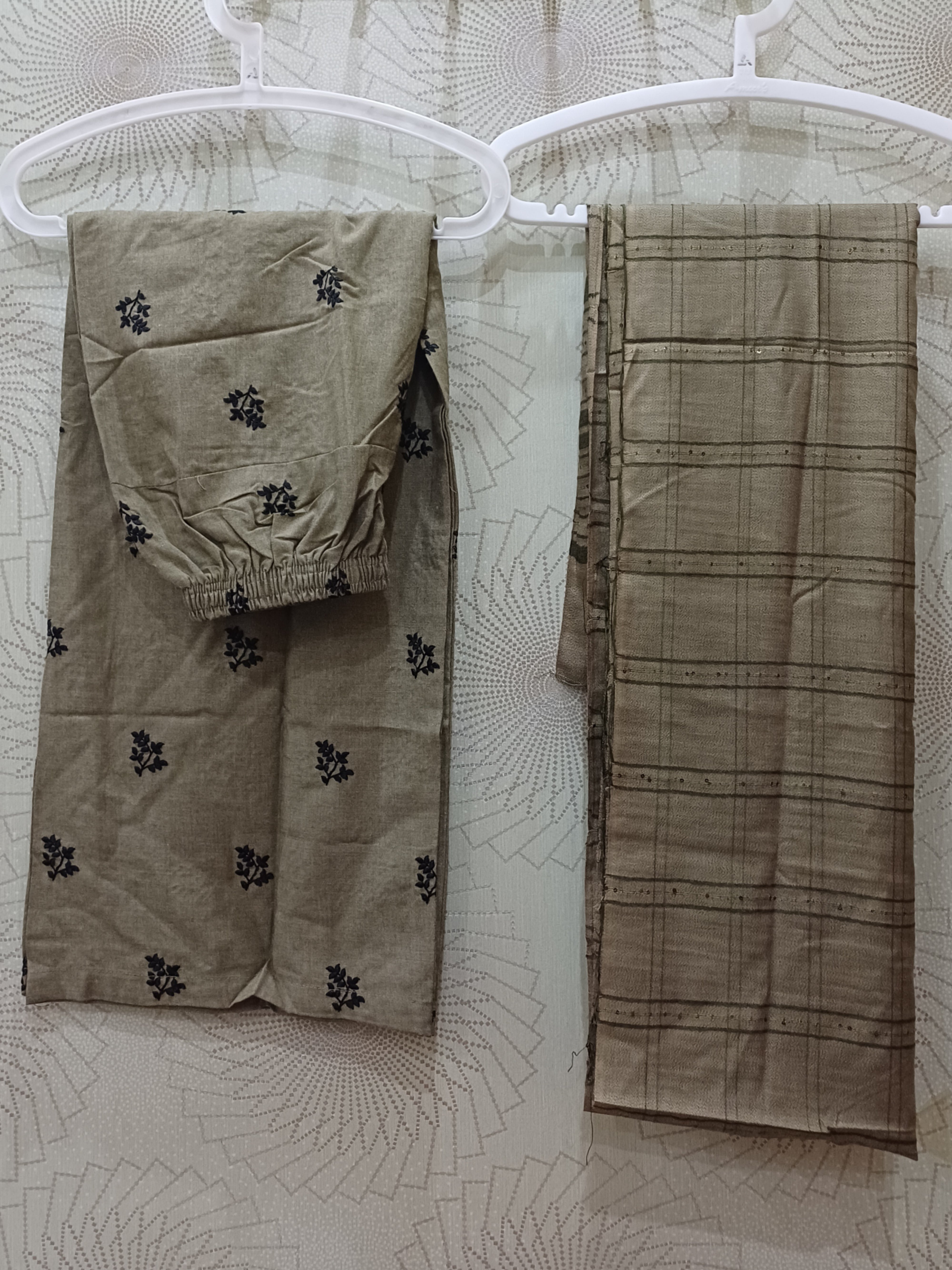 3-piece wool embroidered Pakistani suit with shawl