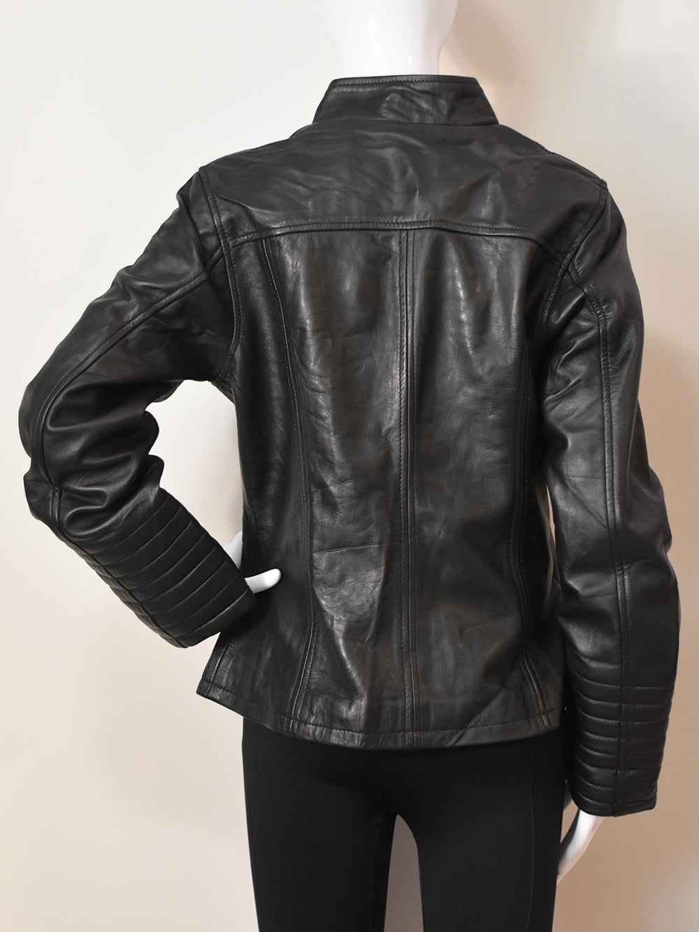Women's Black Leather Moto Jacket - Stylish and Sleek Biker Design