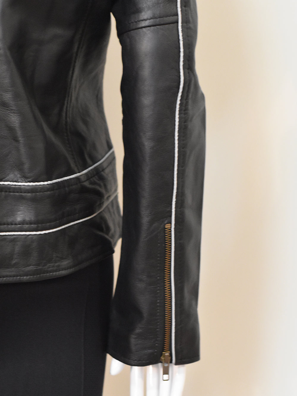 Women's Black Leather Biker Jacket - Stylish Moto Design