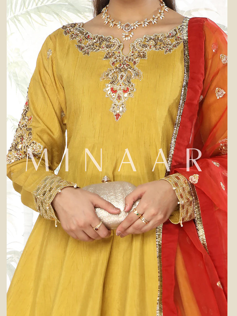 Mustard Traditional Frock - Indian Pakistani Suit
