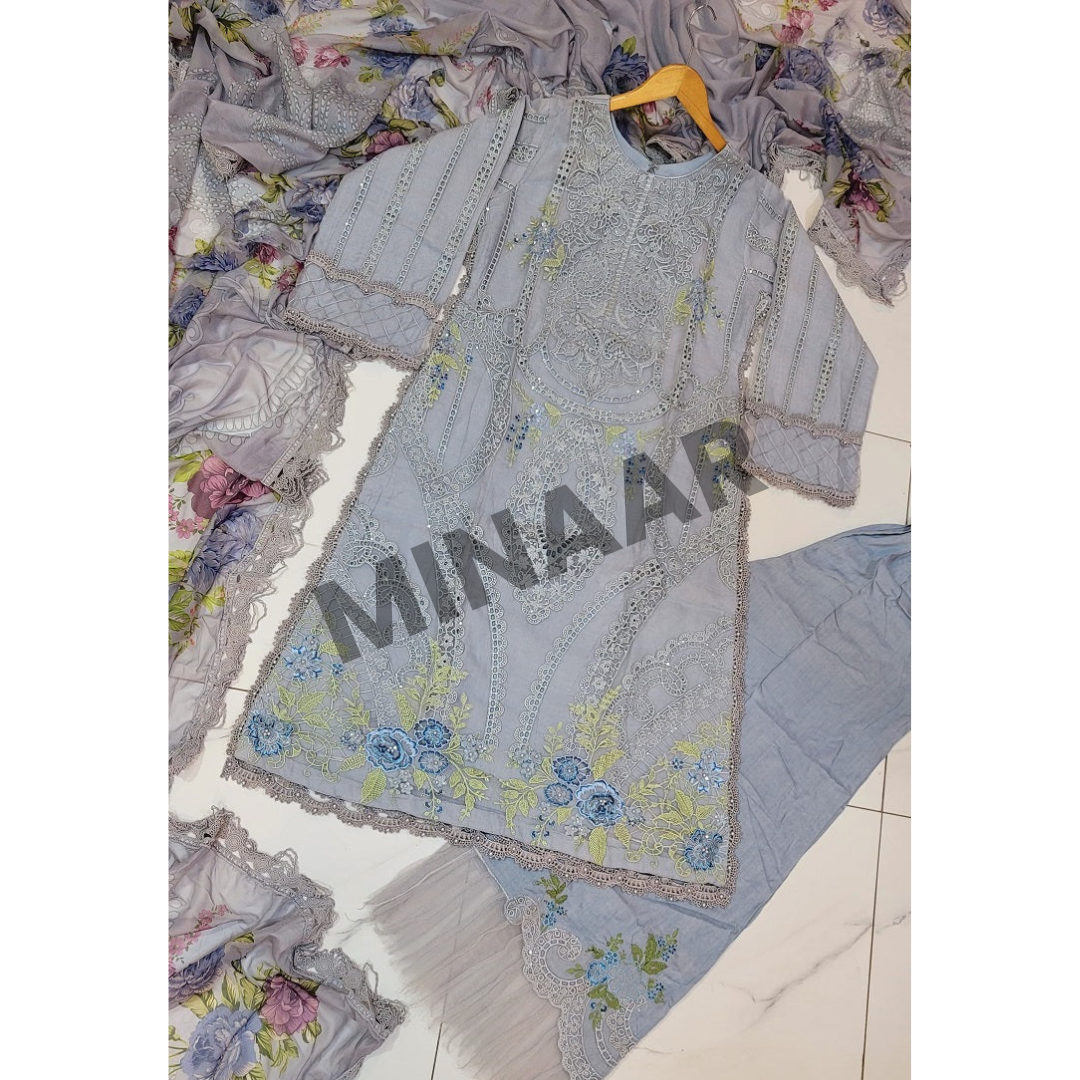 Pakistani women’s festive outfit in organza with soft viscose trouser