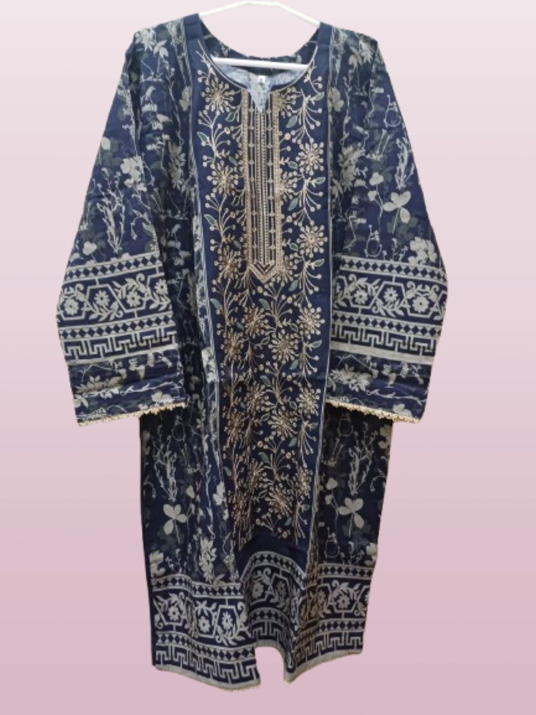 3PC Khaddar Suit with Heavy Front Embroidery & Tilla Work — Winter Ready-to-Wear