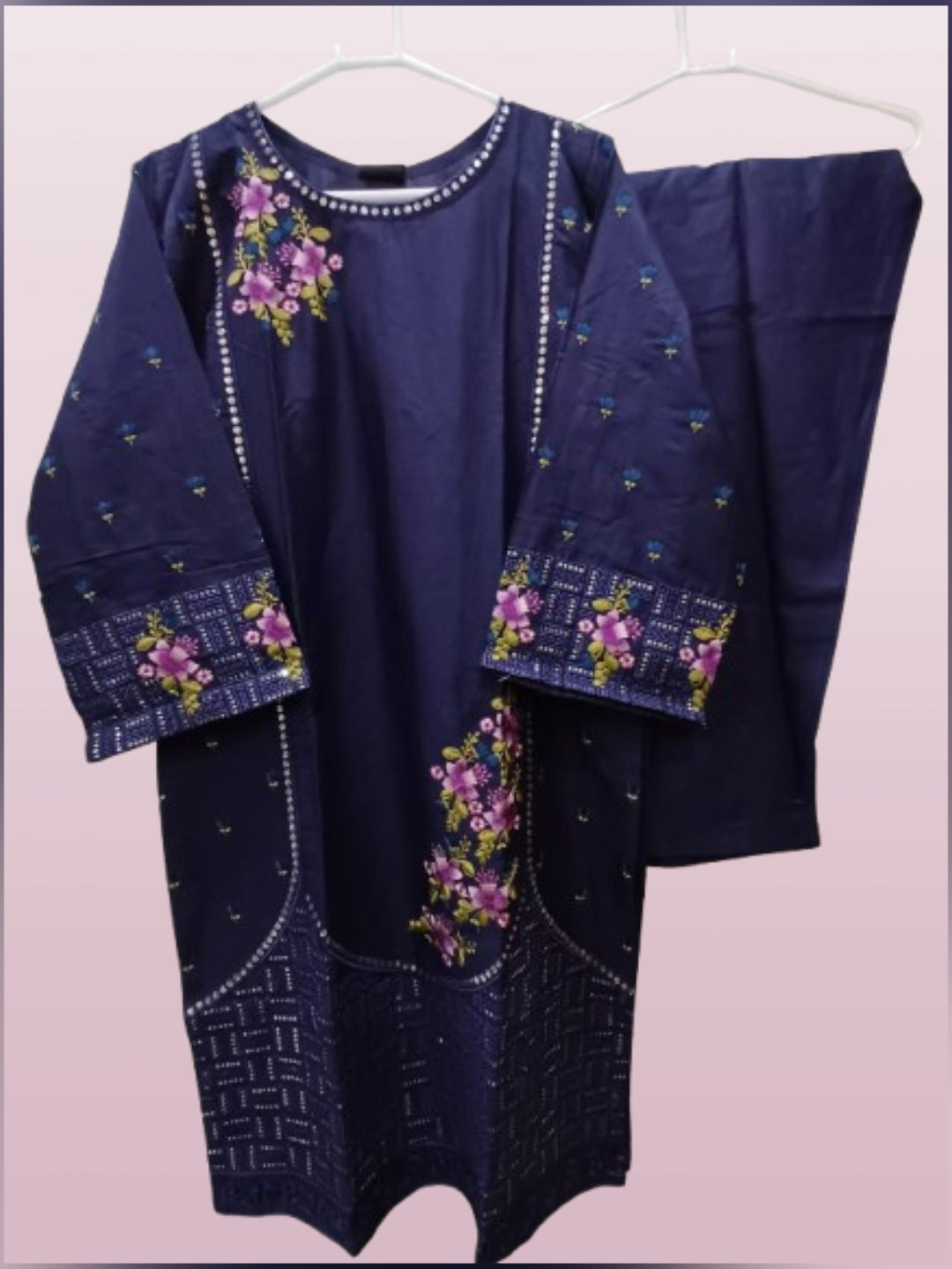 Blue Embroidered Suit