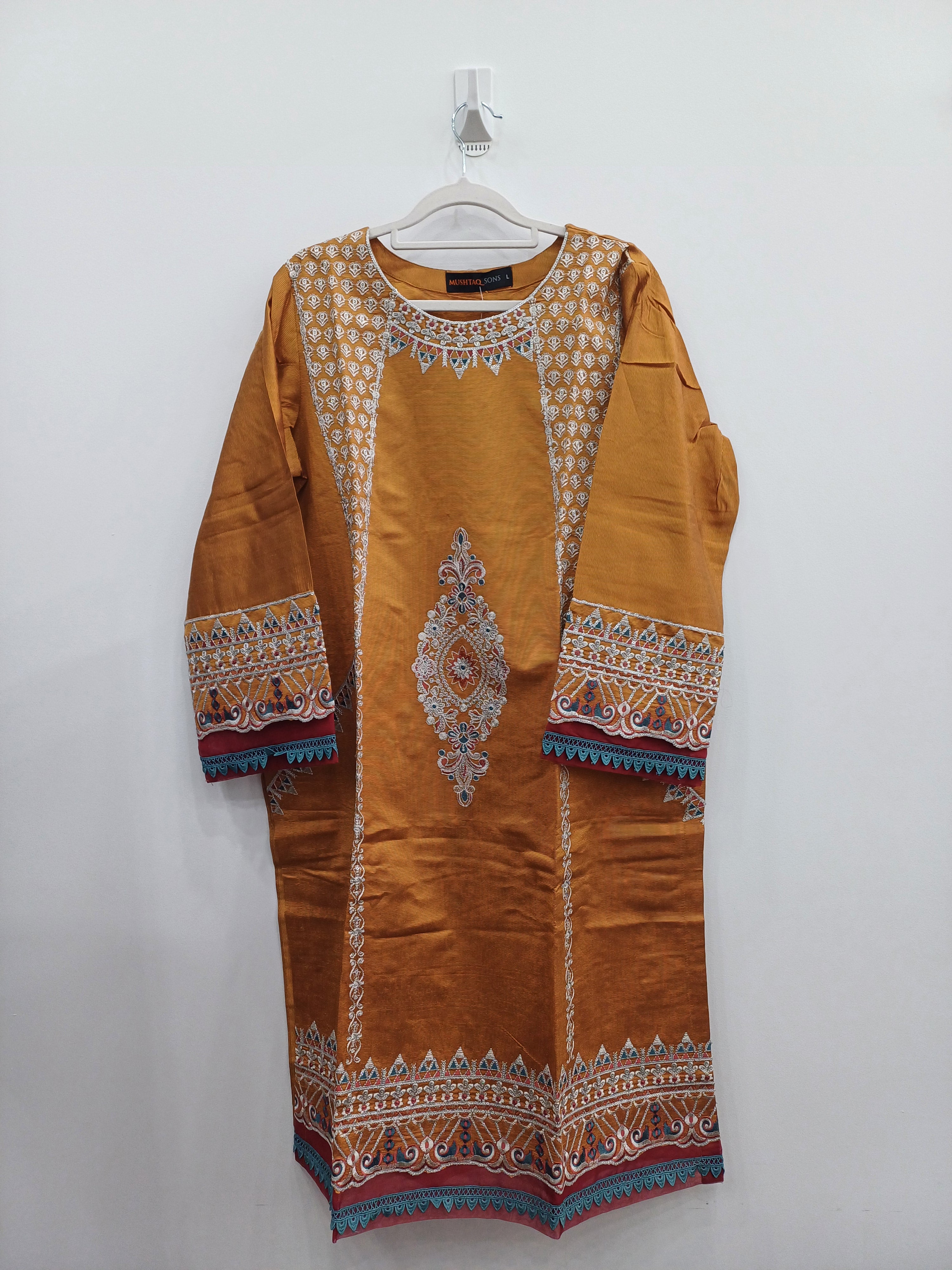 Mustard Khaddi Net Embroidered 2-Piece Suit | Traditional Eastern Ready-to-Wear Outfit