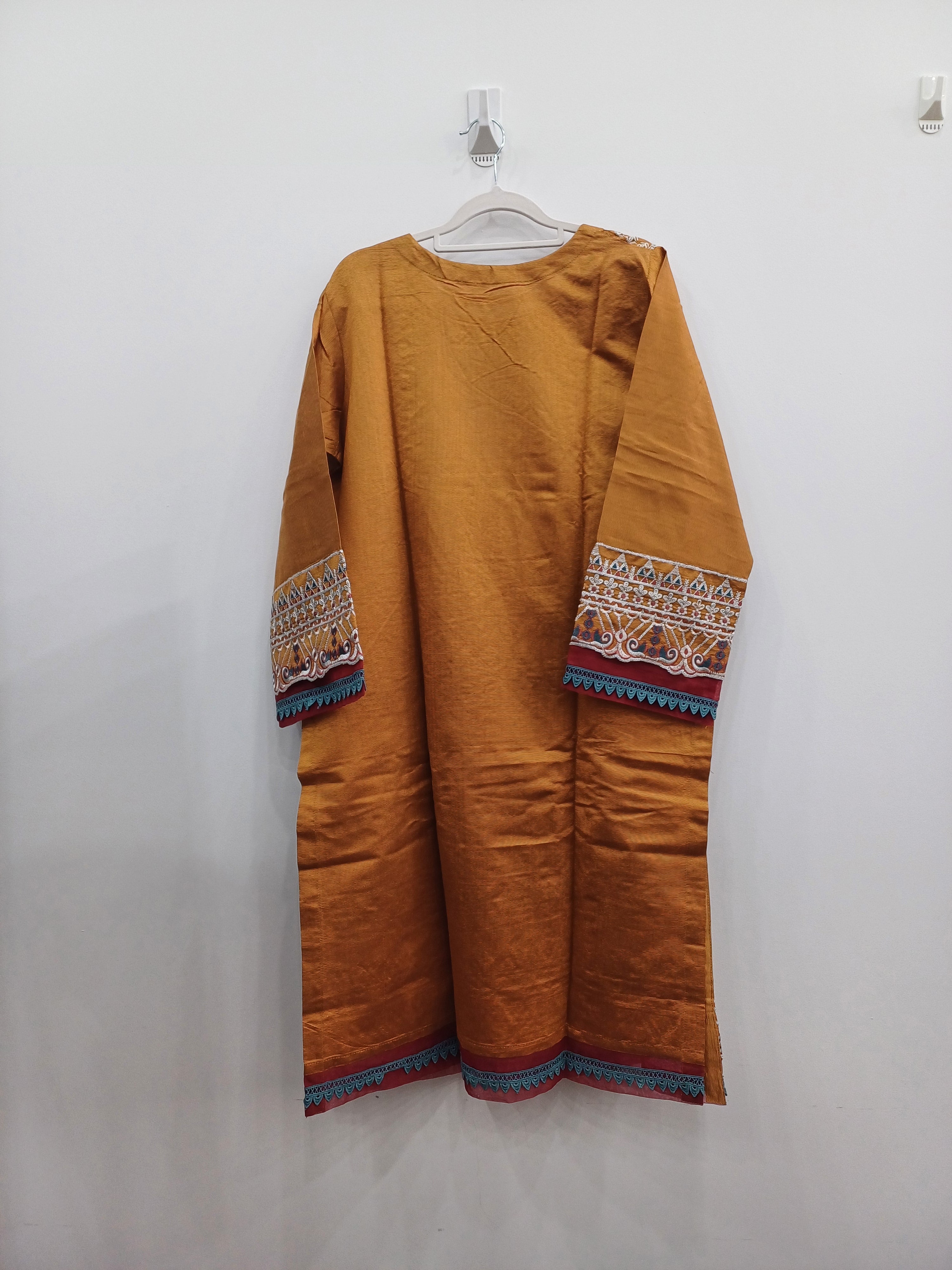 Mustard Khaddi Net Embroidered 2-Piece Suit | Traditional Eastern Ready-to-Wear Outfit