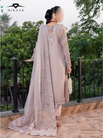 Silver Embroidered Kurta Set | 3-Piece Outfit with Long Organza Kurta, Viscose Trouser & Organza Dupatta