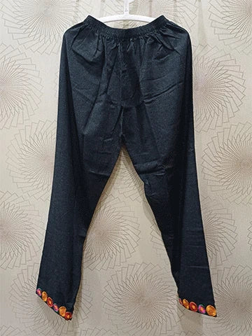 Black Wool 2-Piece Suit – Multicolor Circular Embroidery Design