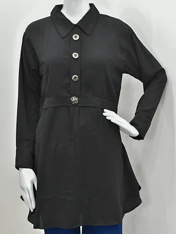 Black Belted Shirt Style Top