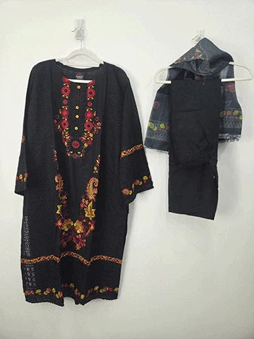 Black Heavy Embroidered Lawn Suit