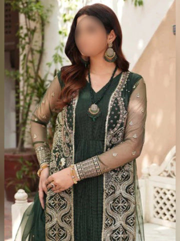 Royal Emerald Embroidered Gown Set