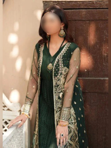 Royal Emerald Embroidered Gown Set