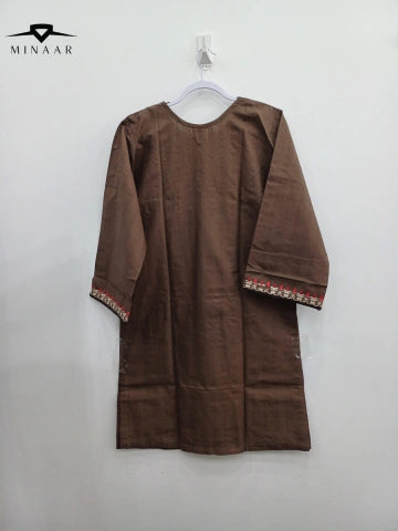 Brown Multi Embroidery Winter Cotton 3-Piece Suit with Diamond Dupatta