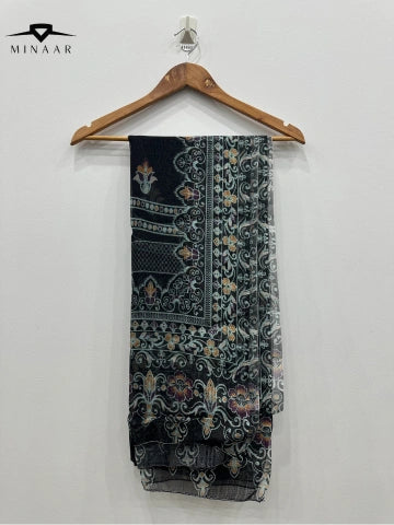 Aqua Slub Cotton Embroidered Kurta Set with Khaddi Net Dupatta – 3 Piece