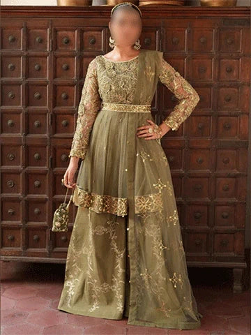 Elegant Olive Peplum with Sharara
