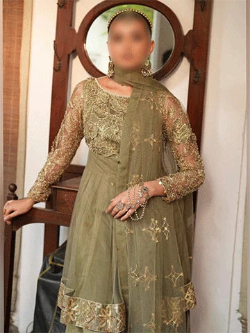 Elegant Olive Peplum with Sharara – Festive and Wedding Wear