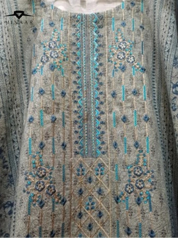 3PC Khaddar Printed Winter Suit