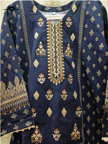 3PC Khaddar Suit with Front Tilla Embroidery & Printed Dupatta — Winter Ready-to-Wear
