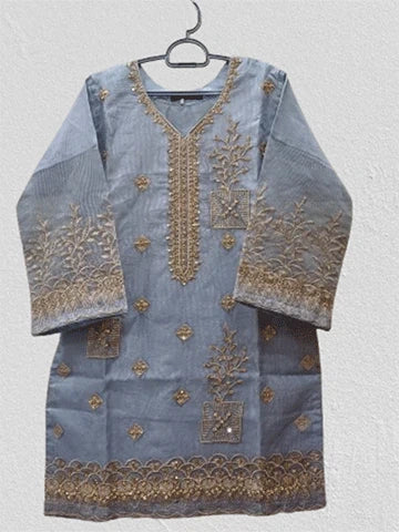 Embroidered Shirt Crush Sharara With Organza Dupatta