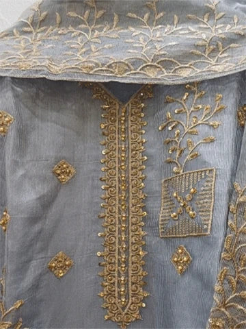 Embroidered Shirt Crush Sharara With Organza Dupatta