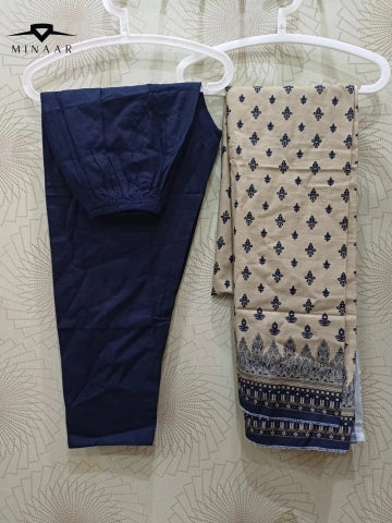 3PC Khaddar Suit with Front Tilla Embroidery & Printed Dupatta — Winter Ready-to-Wear