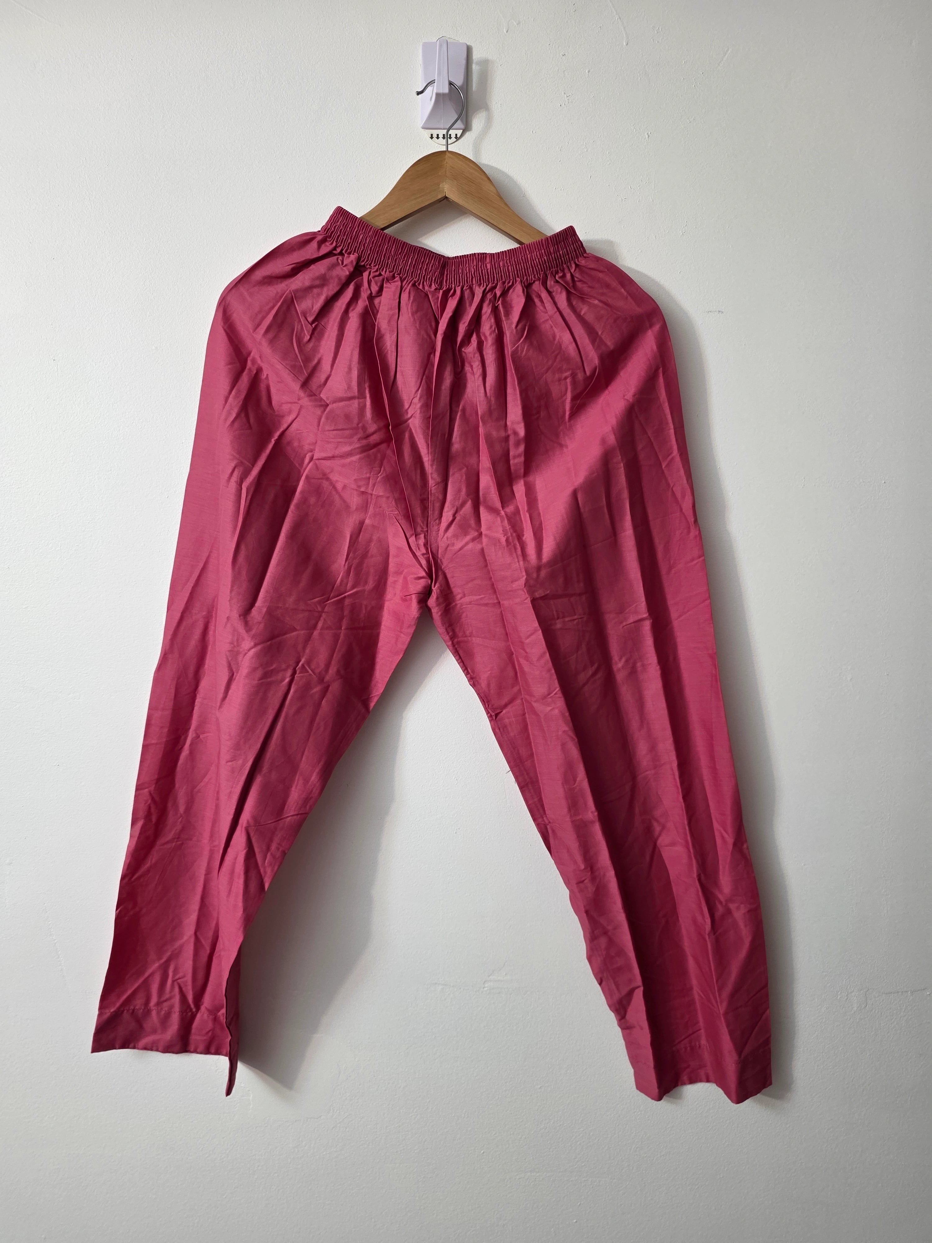Embroidered pink Slub Cotton suit with printed Khaddi Net dupatta