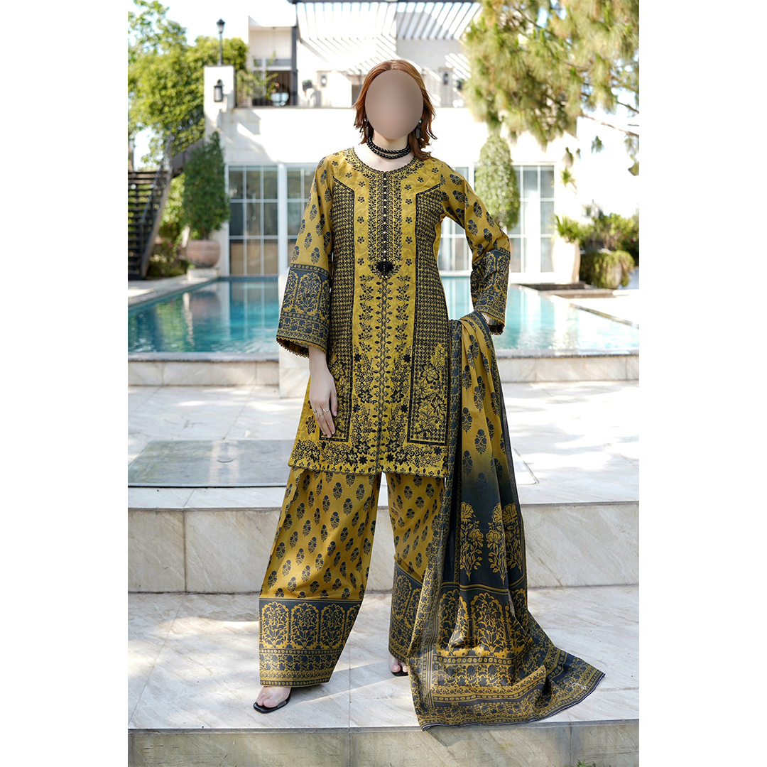 Embroidered summer cotton shirt with Farshi Shalwar