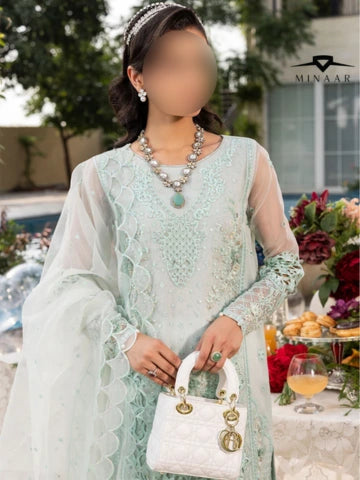 Mint Green Organza Kurta Set with Dupatta – 3 Piece Festive Outfit for Women