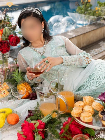 Mint Green Organza Kurta Set with Dupatta – 3 Piece Festive Outfit for Women