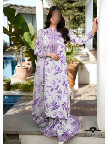 Front view of premium silk dress with chiffon dupatta – 3 piece suit