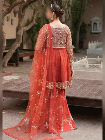 Embroidered Peplum Gharara Dress – Festive Pakistani Attire