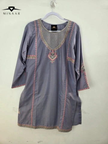 Gray Cotton Lawn 3-Piece Suit with Pink Embroidery, Tila Work & Printed Diamond Dupatta