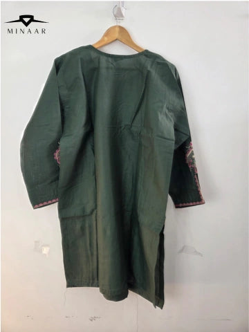 Green Cotton Lawn 3-Piece Suit with Pink Embroidery, Tila Work & Printed Dupatta