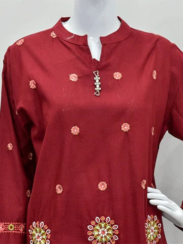 Embroidered Khaddar Kurta – Easy Fit, Standard Size