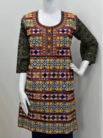 Traditional Mirror Work Kurta – Multicolor Embroidery