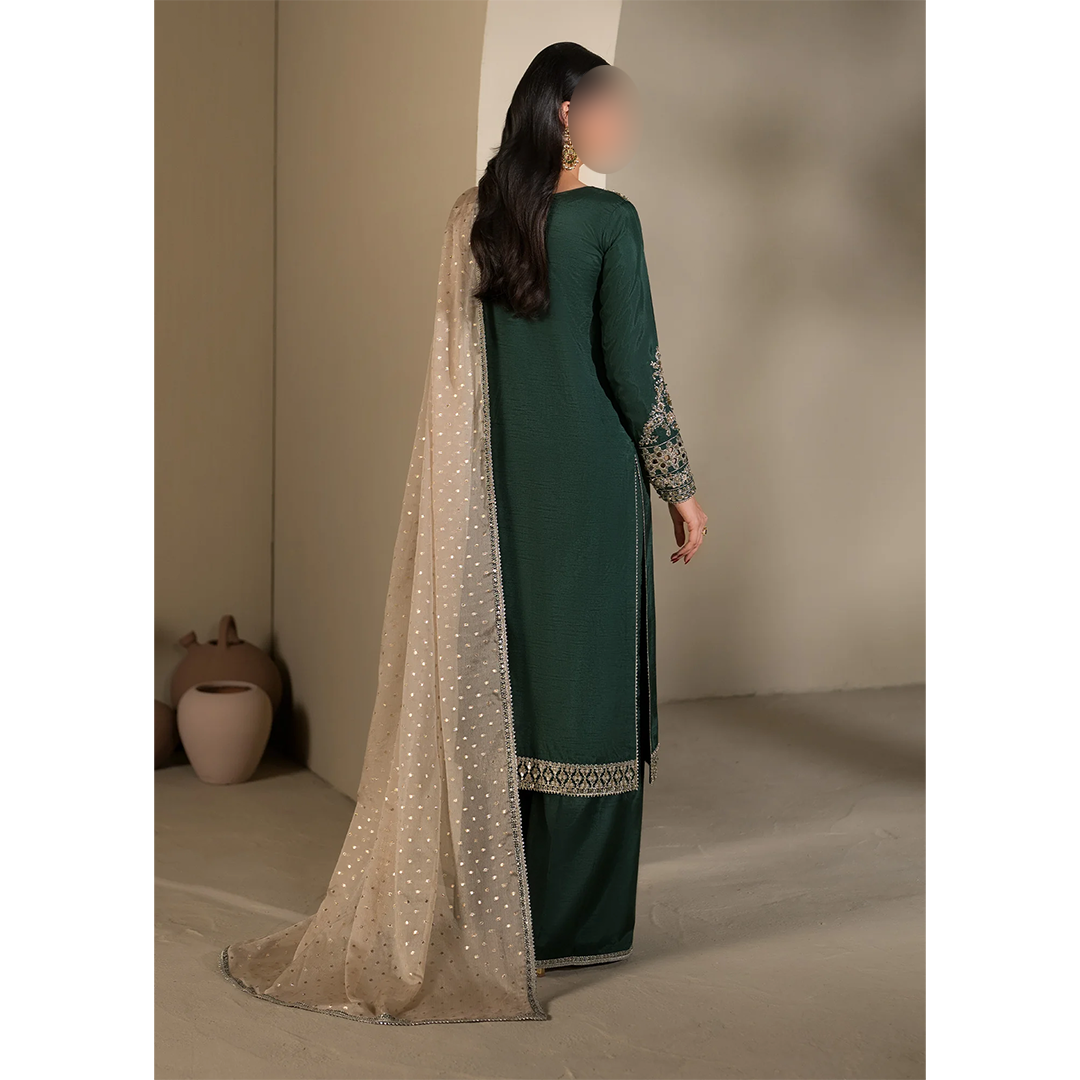 Long kurta with flared trouser and contrast chiffon dupatta