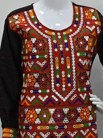 Traditional Mirror Work Kurta – Multicolor Embroidery