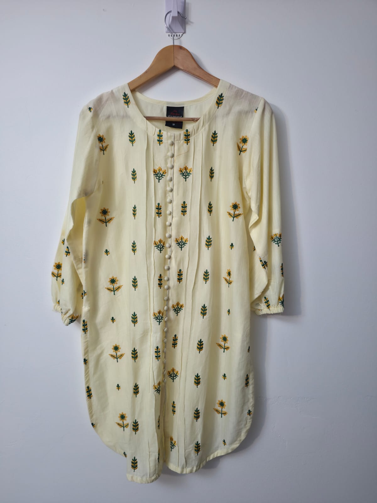 Off white cotton lawn Pakistani 3 piece suit with multicolor floral embroidery and printed diamond dupatta