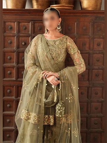 Elegant Olive Peplum with Sharara – Festive and Wedding Wear