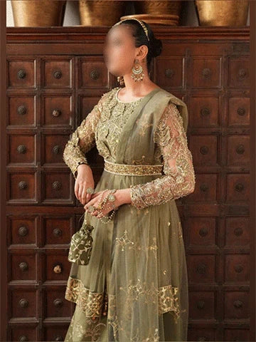 Elegant Olive Peplum with Sharara – Festive and Wedding Wear